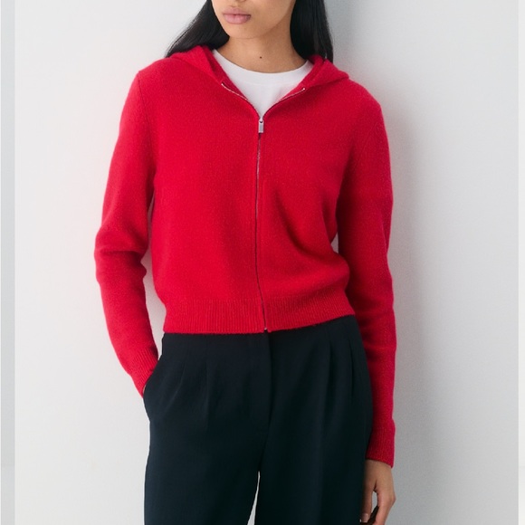 Aritzia Red Cashmere Hoodie - Picture 4 of 5